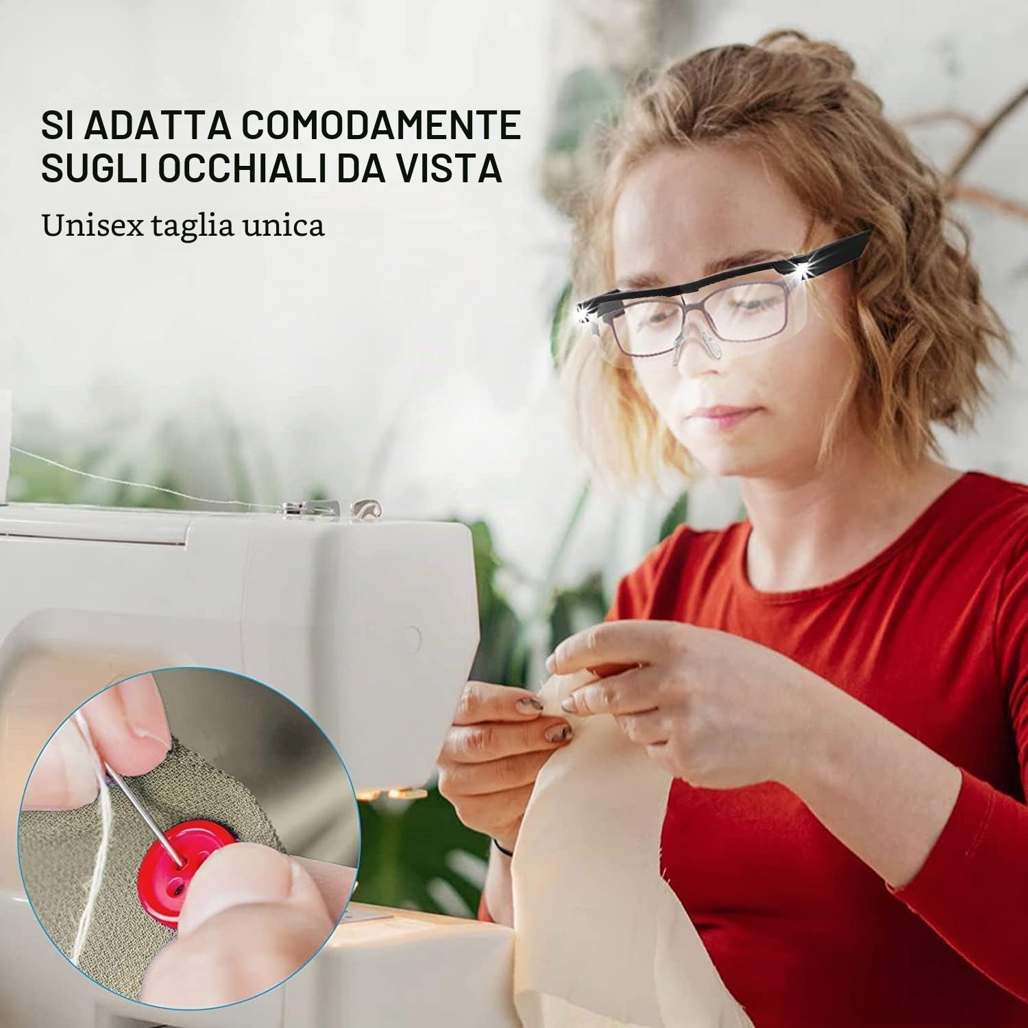 300% Occhiali D'ingrandimento Con Luce LED Ricaricabile, Lente ad Archetto a Mani Libere per Lettura, Ricamo, Hobby e Lavori Ravvicinati