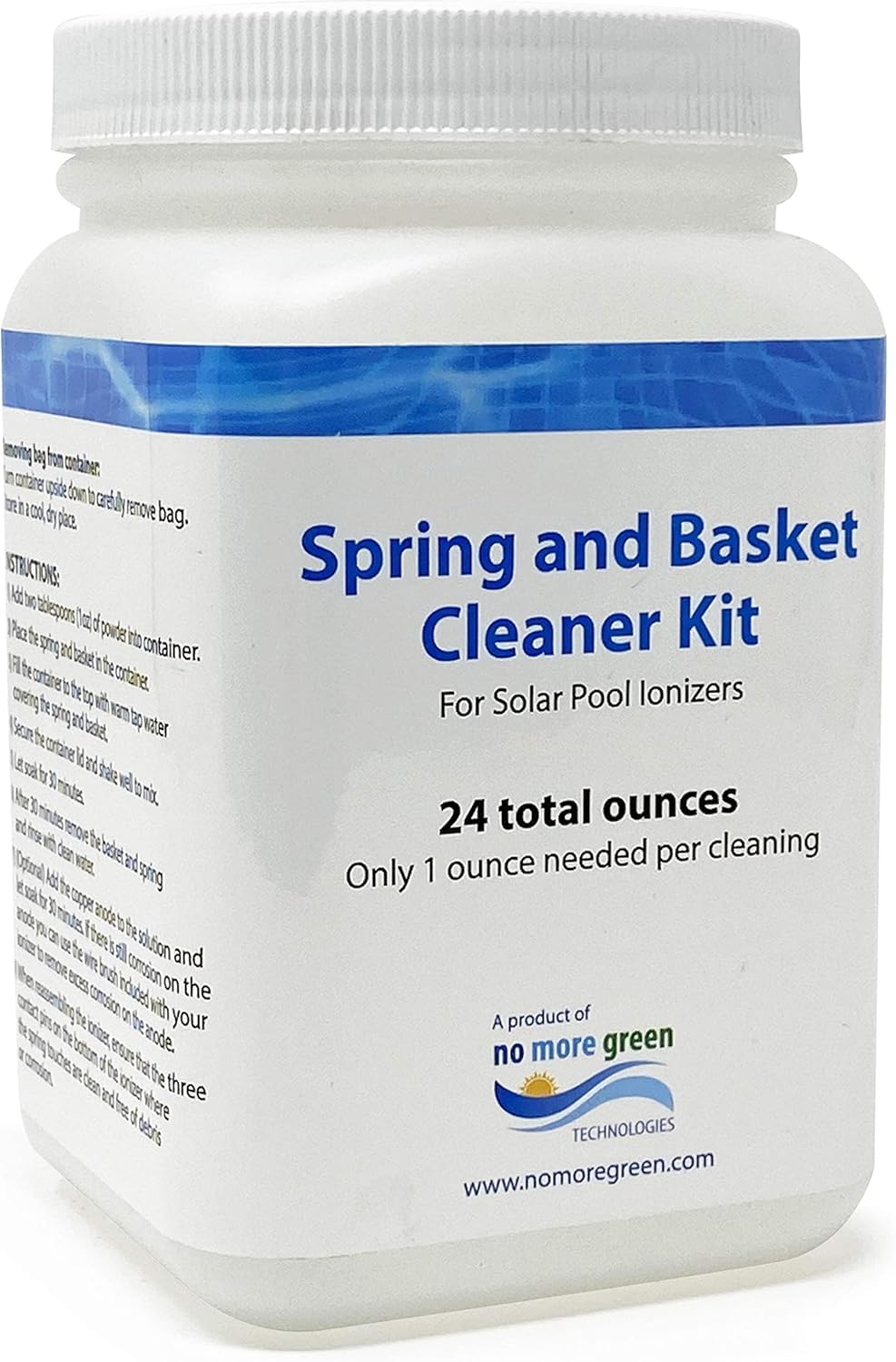 Solar Pool Ionizer Cleaning Kit, Includes Spring and Basket Cleaner, Copper Ionizer for Pools, Easy Cleaner Kit Ionizer, Up to 24 Cleanings - Lifetime Replacement Warranty