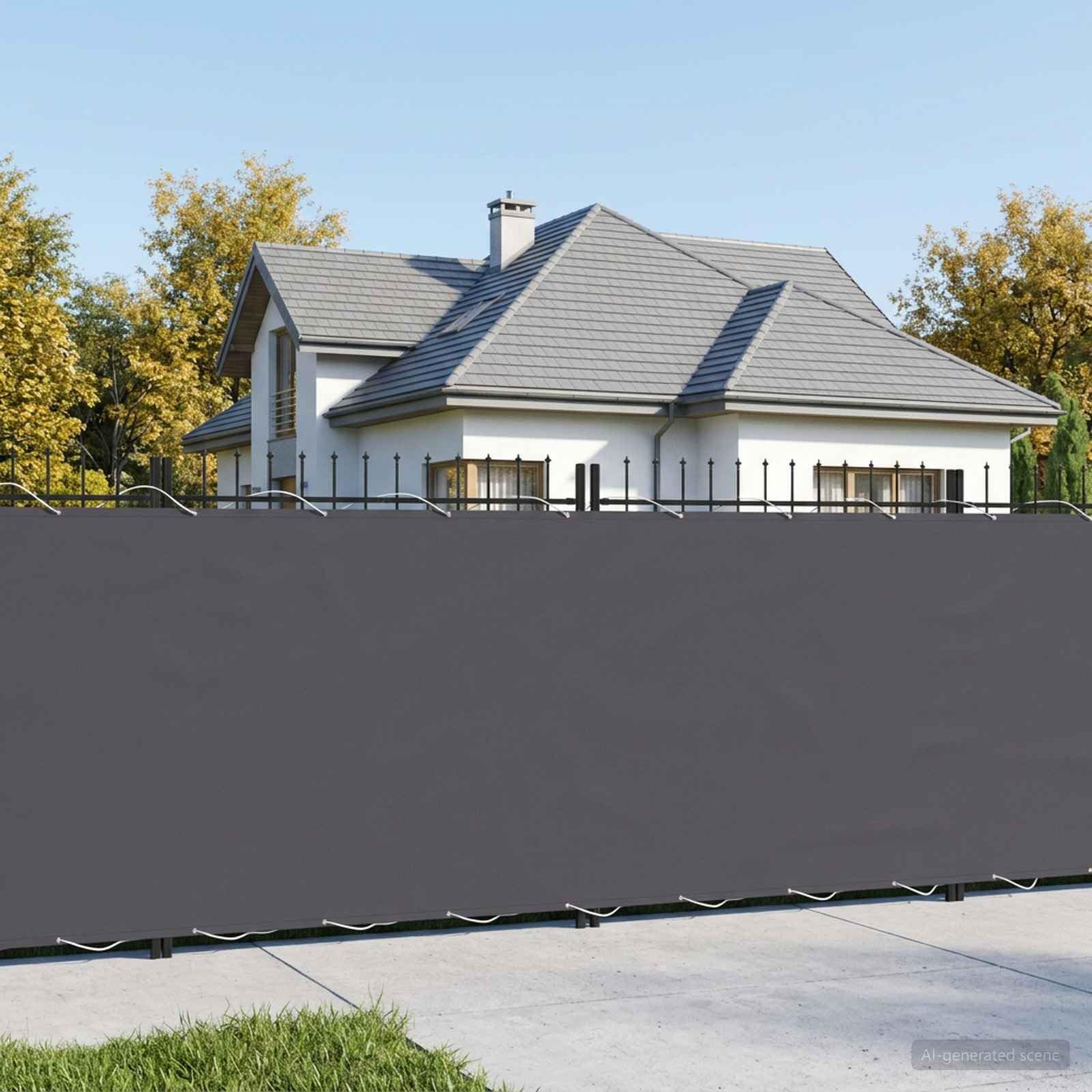 Telo Frangivista in Poliestere per Balcone, Antracite, 700 x 150 cm
