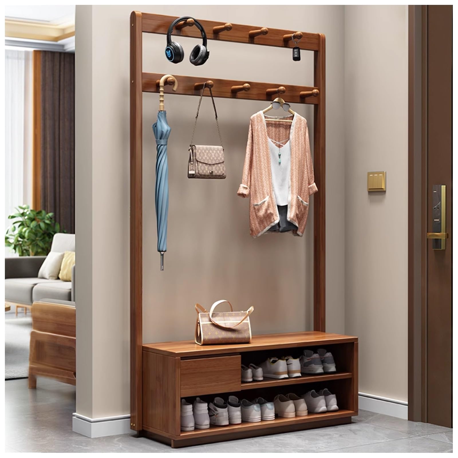 FGXHHS Coat Rack, Hall Tree with Shoe Bench, Free Standing Shoes Storage Bench，Entryway Rack Stand, Industrial Entryway Furniture,(A,L100*W33CM/L39.3*W12.9IN)