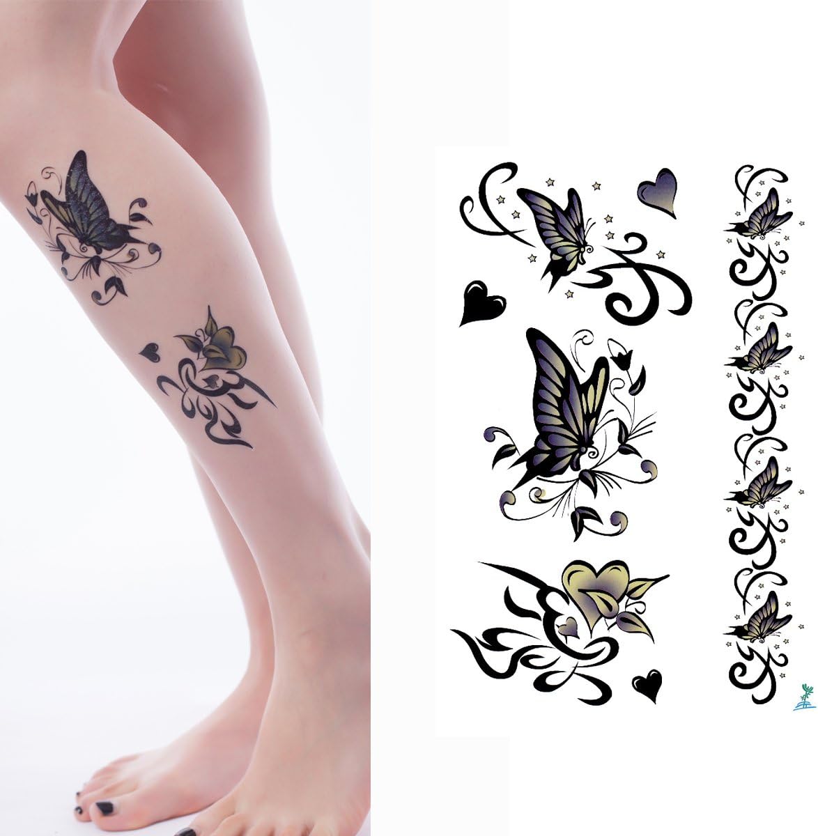 Yeeech Temporary Tattoos for Women Butterfly Designs Large Waterproof Leg Realistic Sexy Body Art Makeup