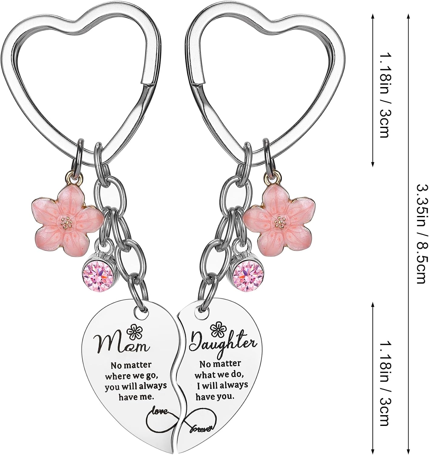 2Pcs Mother Daughter Heart Matching Keyring Keychain Set Gifts For Mom Christmas Mothers Day Gifts from Daughter