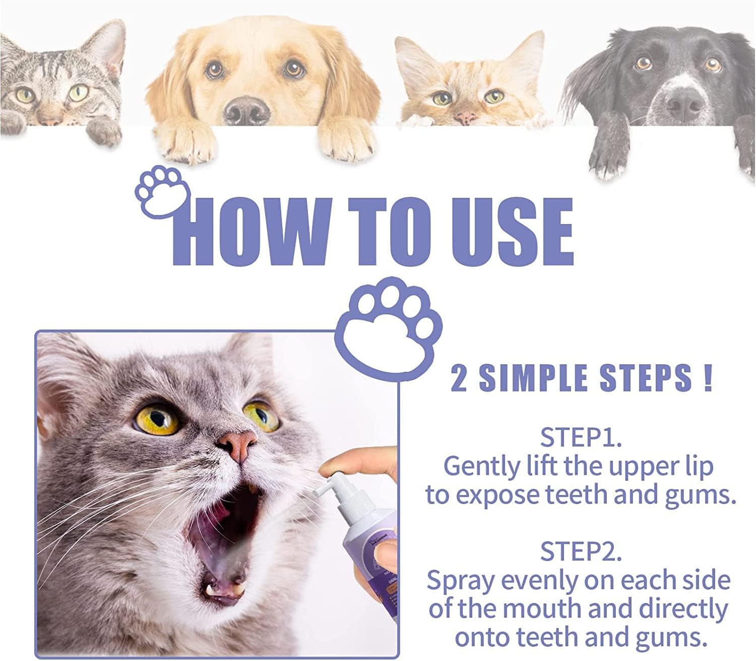 Teeth Cleaning Spray for Dogs & Cats,Pet Oral Spray Clean Teeth,Pet Breath Freshener Spray Care Cleaner,Eliminate Bad Breath, Targets Tartar & Plaque (3 Pcs) 8 71DiFEBtFJL. AC SL1500
