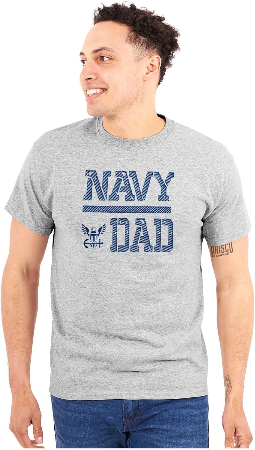 US Navy Dad Military Anchor Logo Mens Graphic T Shirt Tees