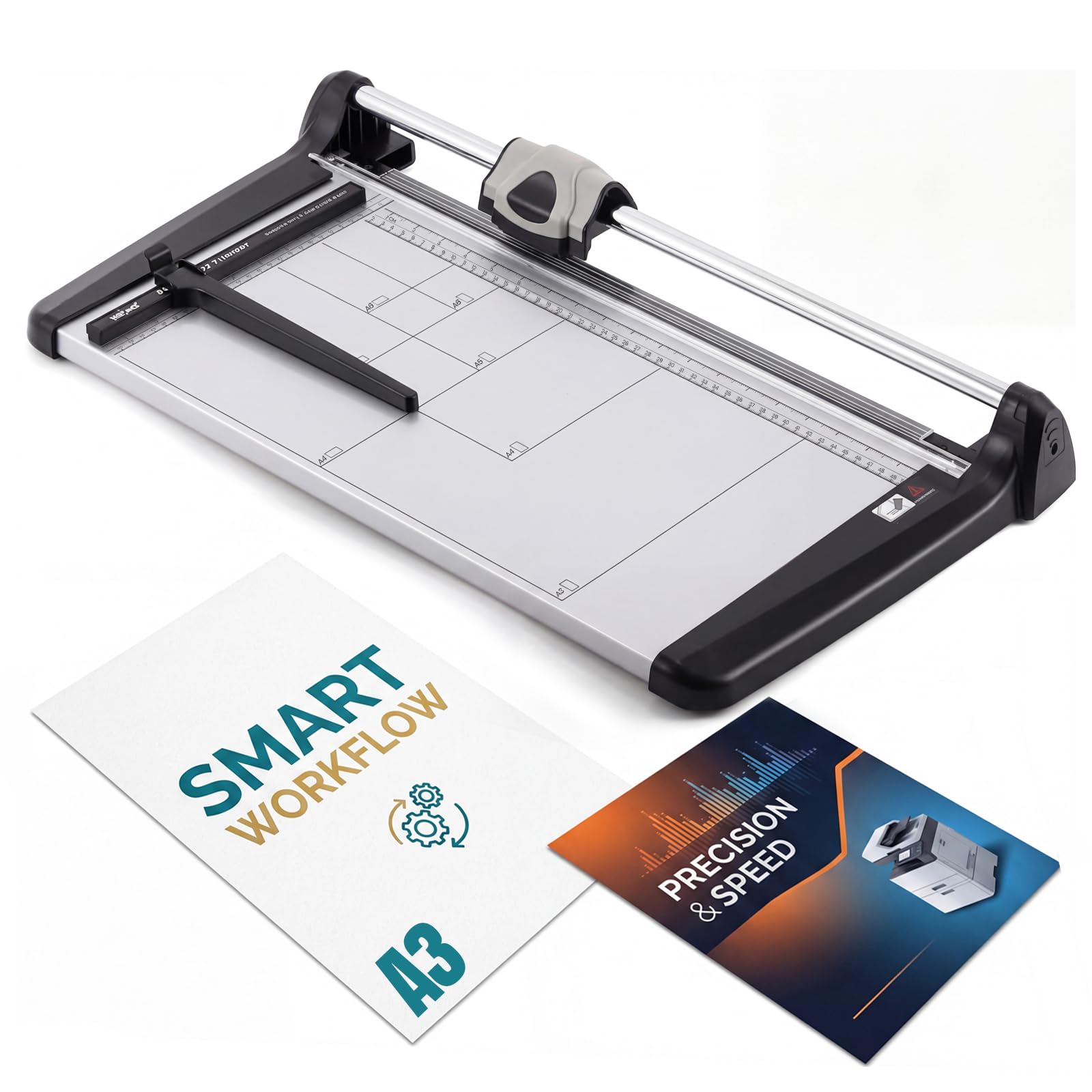 A3 Industrial Paper Trimmer, 15-Sheet Sliding Paper Cutter for A3-A6 Size