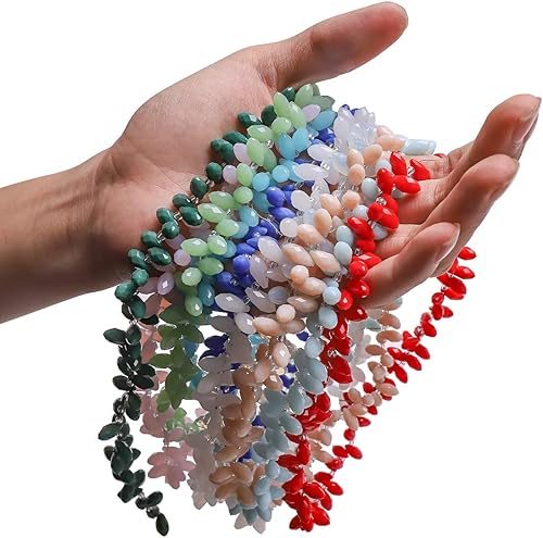 Miniatura 8 de Cuentas de cristal de lágrima de 0.236 x 0.472 pulgadas, 280 cuentas de vidrio facetado en 14 colores, cuentas de piedras preciosas para hacer