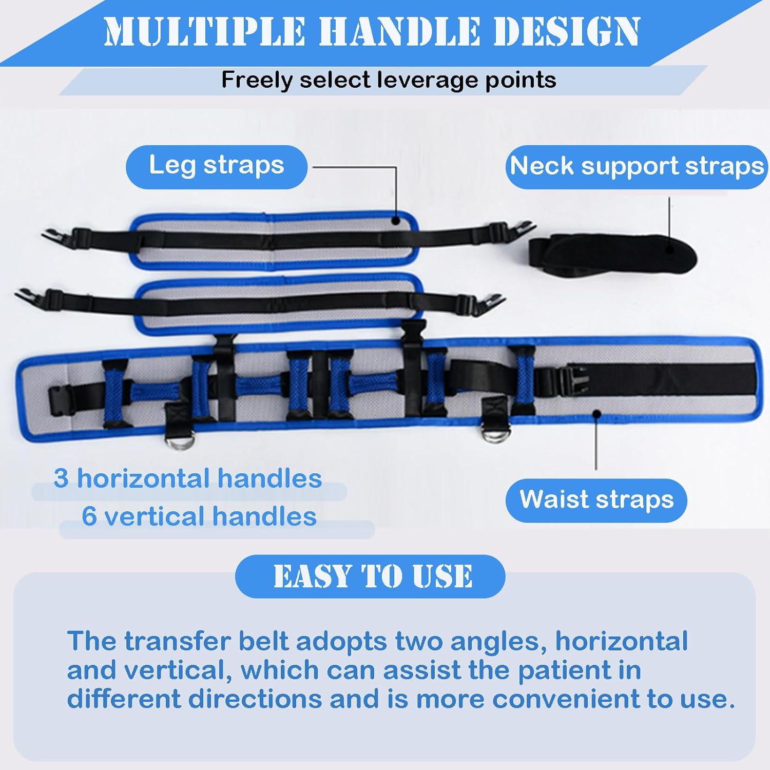 Transfer Belt with Handles,Strong Load-Bearing Capacity,Medical Nursing Gait Belt for Elderly,Handicap,Physical Therapy,Injured
