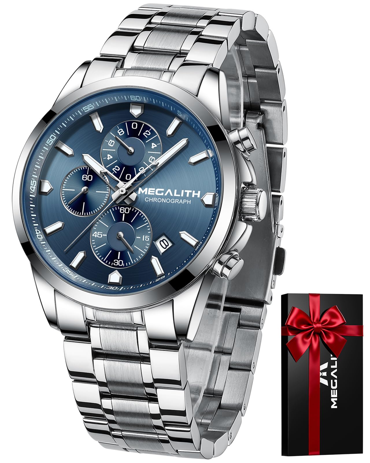 Mens Watches Chronograph Waterproof Analogue Quartz Wrist Watches for Men Luminous Date