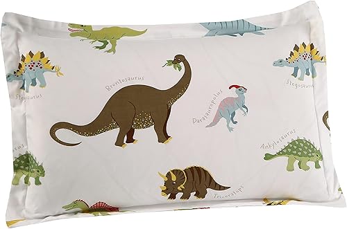 Miniatura 6 de MAG Los juegos de sábanas de 3 piezas de tamaño Queen de dinosaurio blanco incluyen 1 sábana bajera y 2 fundas de almohada para niños, niños y niñas