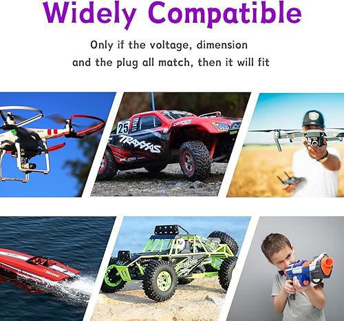 Miniatura 4 de Batería de iones de litio de 2800 mAh 3.7 V con PH2.0, batería recargable RC compatible con conector para productos electrónicos de bricolaje,