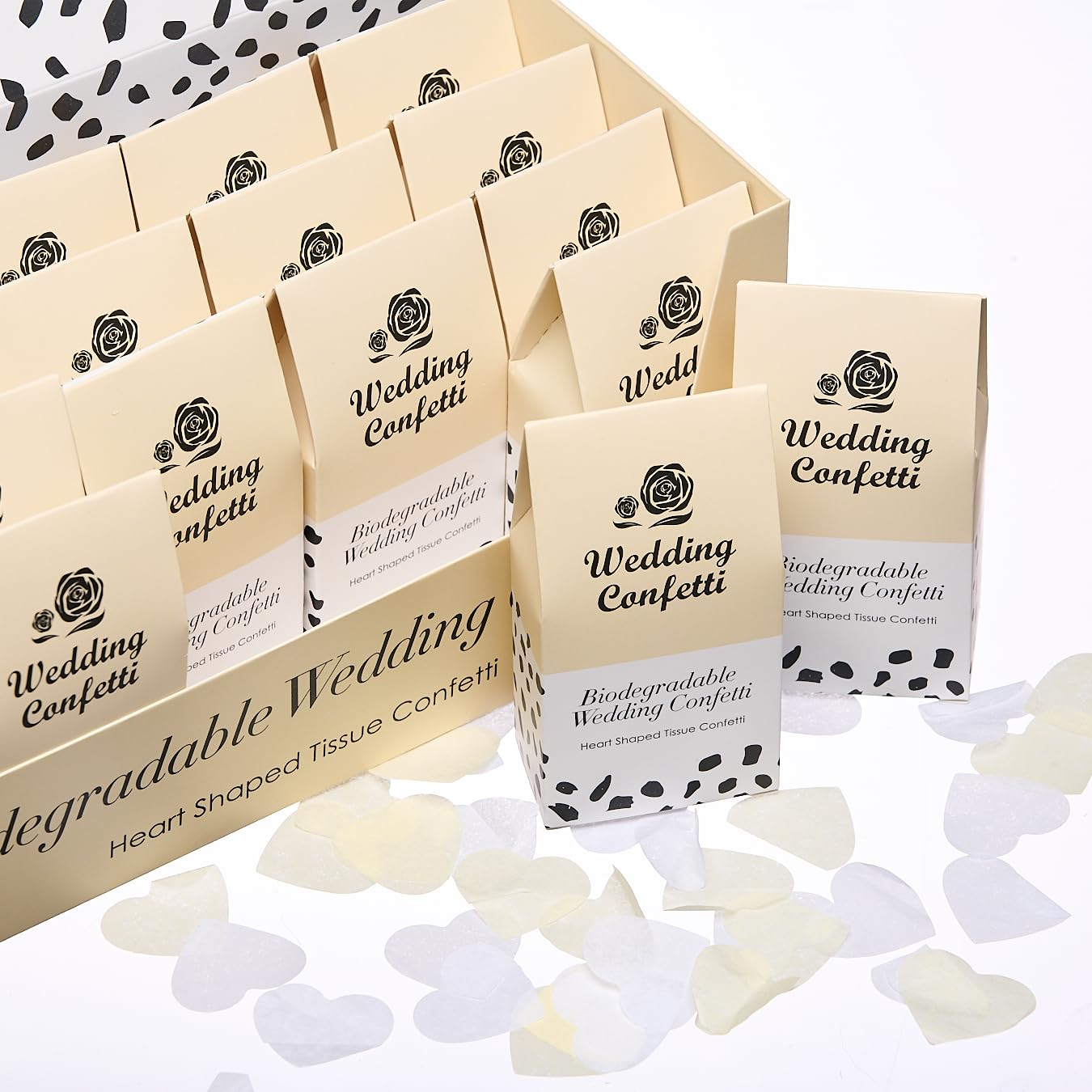 Konfetti-Box mit 20 Geo-Punkten für Hochzeit, Pastell-Punkte, biologisch abbaubar, Papiertisch