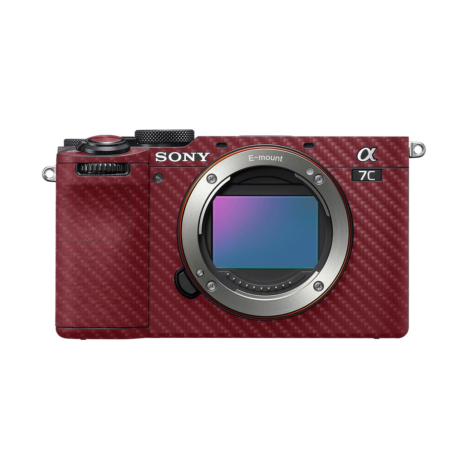 Carbon Fiber Camera Skin Compatible with Sony A7C Mark II (2023) - Solid Burgundy - Premium 3M Vinyl Protective Wrap Decal Cover - Easy to Apply | Crafted in the USA by MightySkins