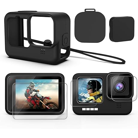 Kuptone Silicone Sleeve and Screen Protector Kit for GoPro 9 10 11 Action Cameras