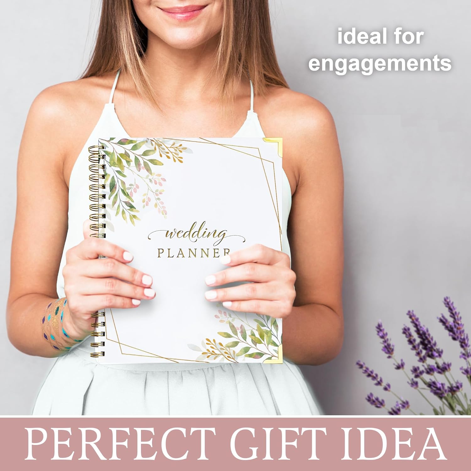 Wedding Planner Book And Organizer for Bride - Floral Design, Wedding Planning Journal with Countdown Calendar, Checklists, Budget & Timeline, Portable Planner Notebook