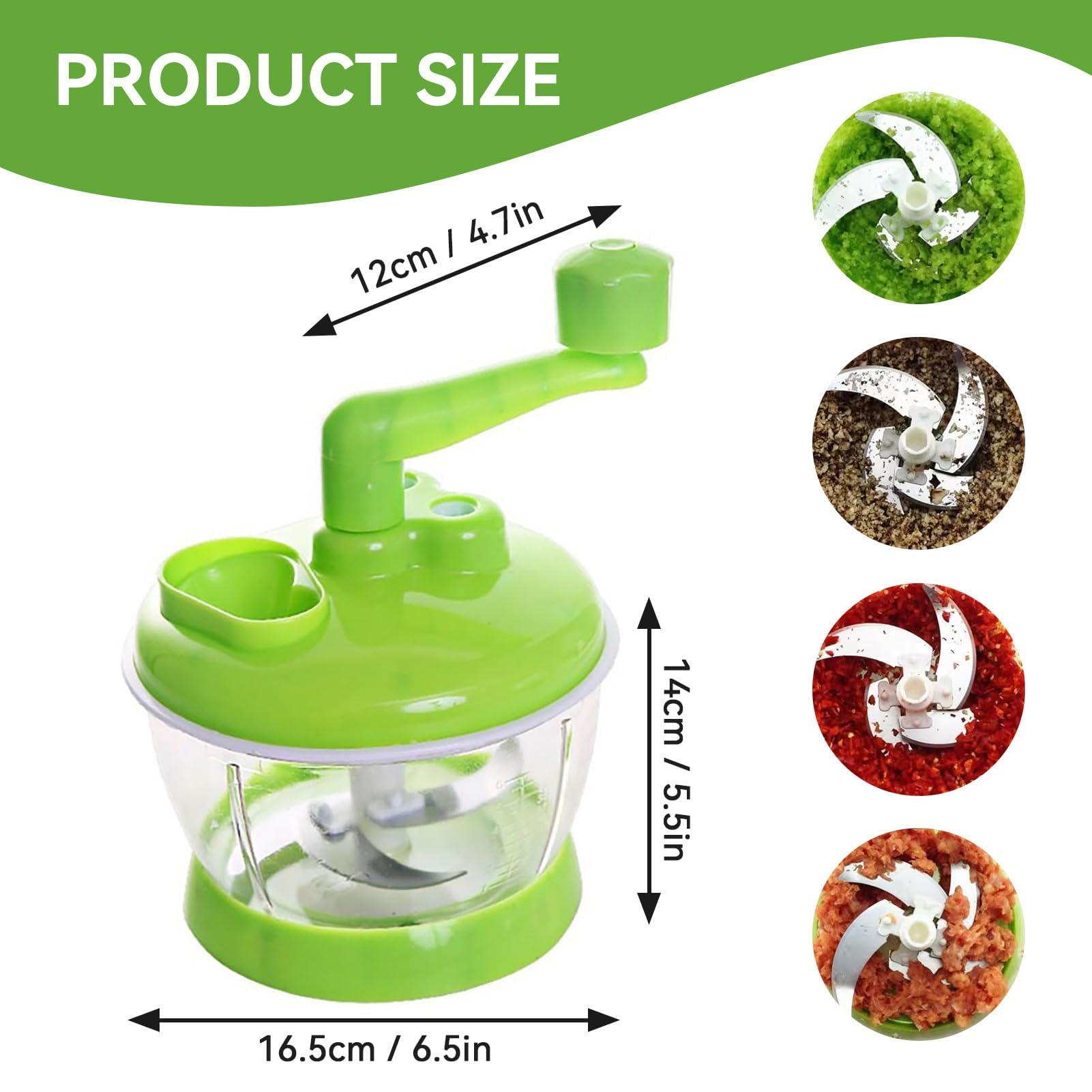 Manual Food Processor, Hand Crank Vegetable Processor Portable