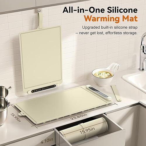 Miniatura 3 de Food Warming Mat Electric Tray: Adjustable Silicone Heating Pad with 3 Temperature Settings 4 Timer Function Portable Roll Up Hot Plate for Buffets