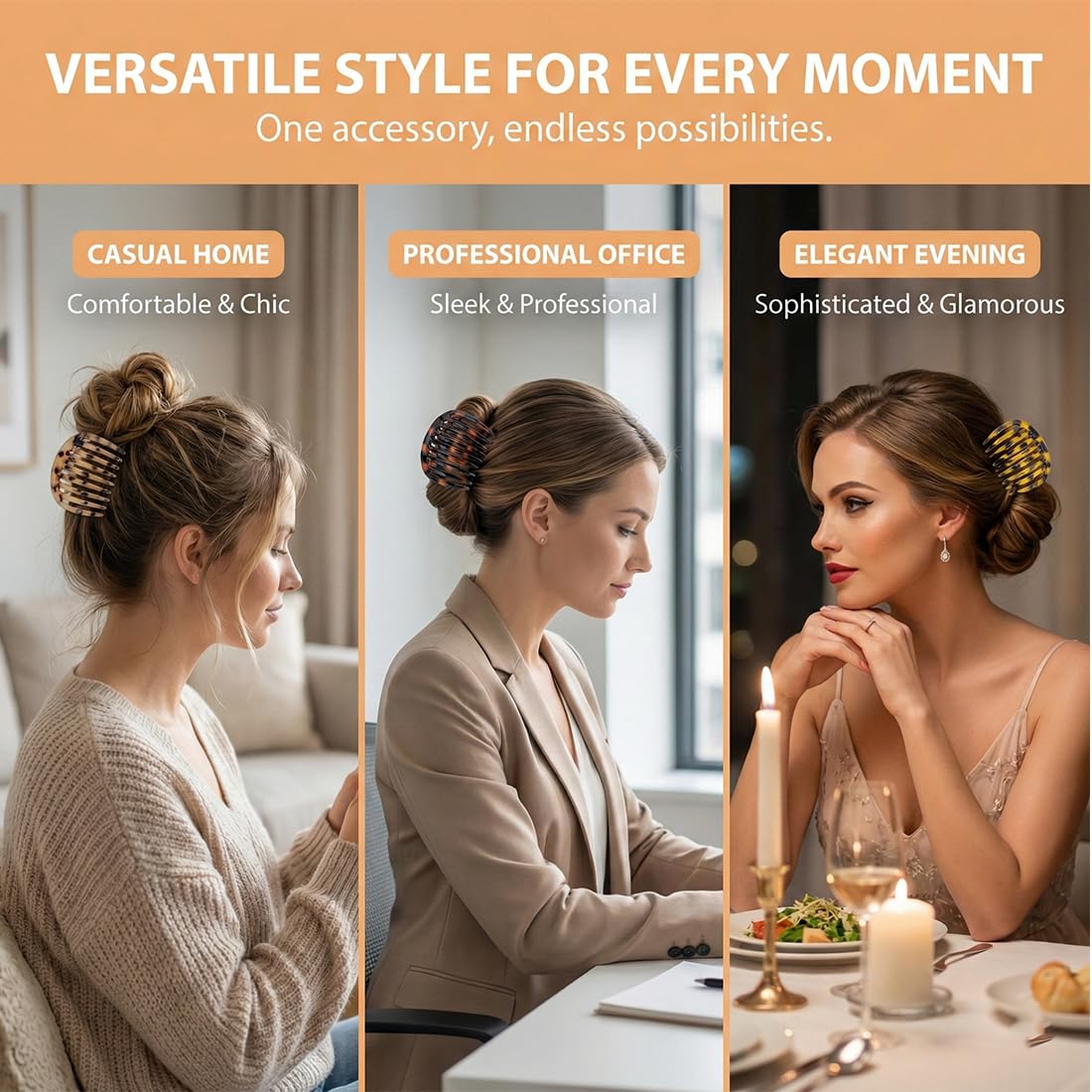 4 Piezas Peinetas Laterales Francesas, Peines de Plástico con Dientes para el Pelo, Peineta Twist para Cabello Grueso y Fino, Ideal para Mujeres y Damas