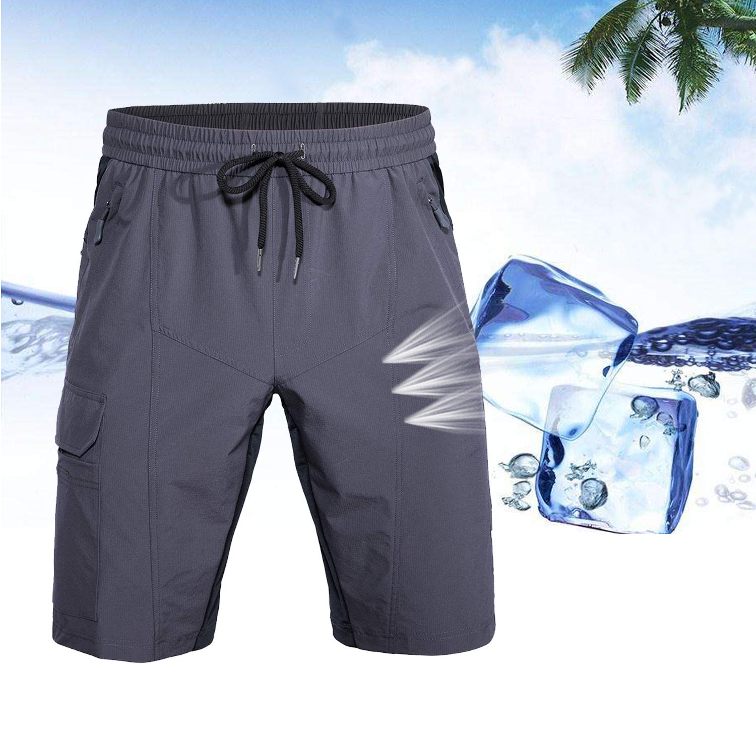 Hiauspor Bermuda rembourré pour homme Coupe ample avec rembourrage - gris - Taille 3XL