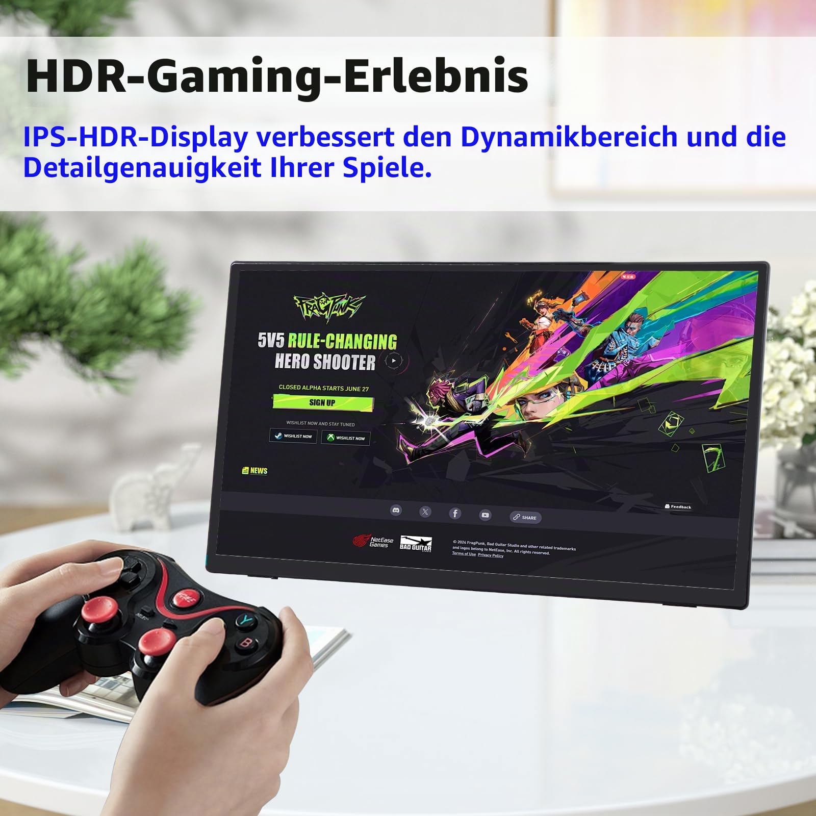 GeeekPi 18,5 Zoll tragbarer Monitor 1920 x 1080 IPS Touchscreen 120Hz 1080P Touch Display mit HDMI USB-C, eingebauten Lautsprechern, Ständer VESA für Xbox PS4/5 Laptop Mac PC