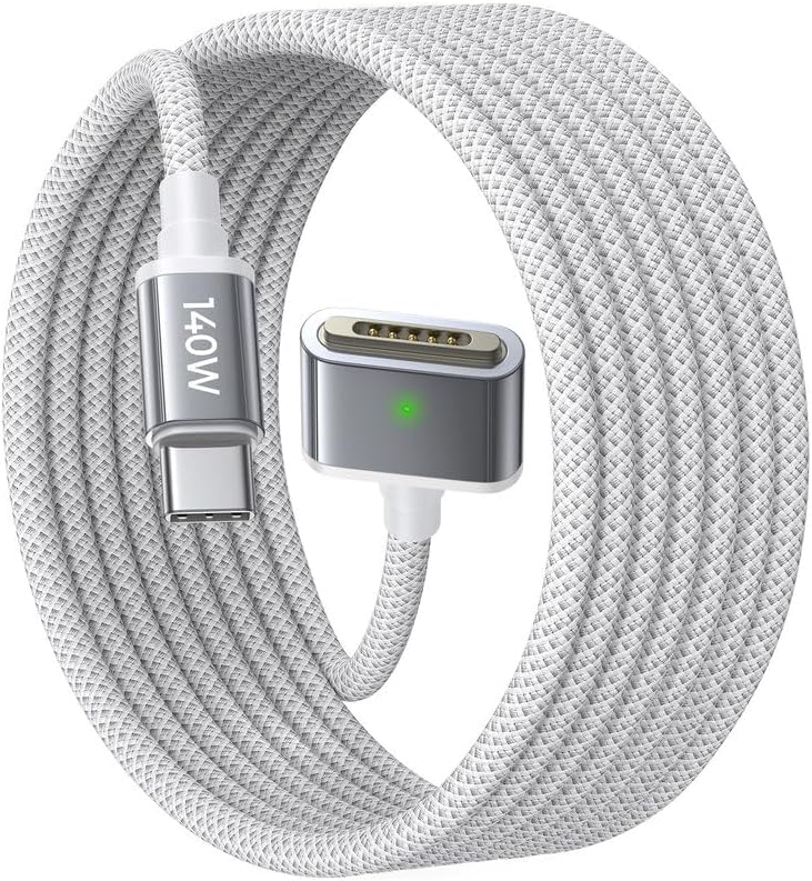 LISEN 140W USB-C Magnetic 3 Cable Fit for MacBook Charger Nylon Braided 6FT Fit for MacBook Air 2023/2022(M2) MacBook Pro 2023(M3 M2 14-16 inch) MacBook Pro Charger Cord (M3)