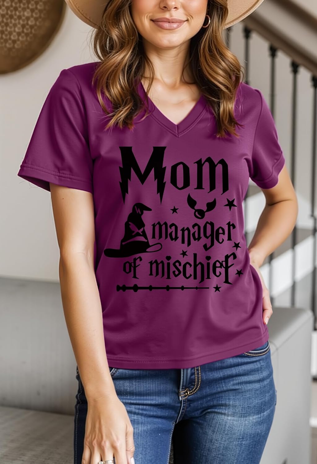 Women T Shirt Funny Mom Manager Shirt Mom Life Tee Magic Mom Shirt Mothers Day Tee Tops Summer Sleeve T Shirts Casual Tops - Image 2