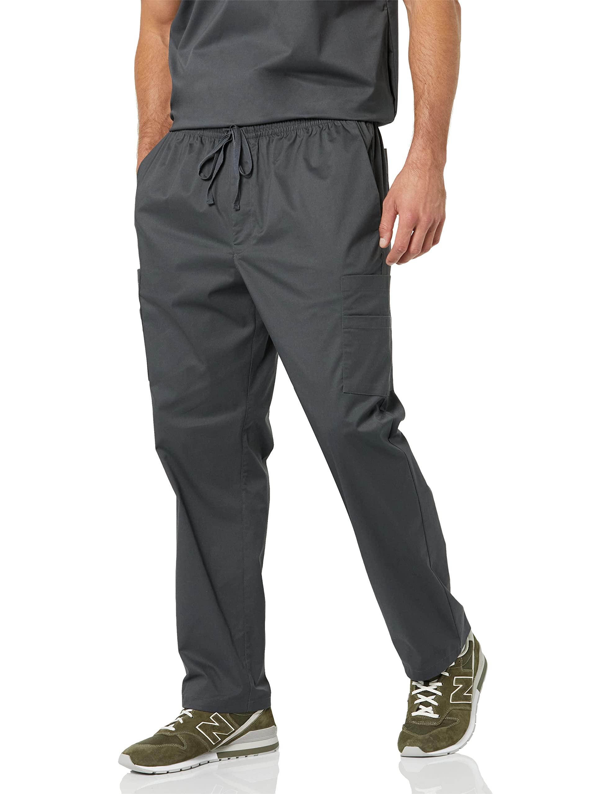 Amazon Essentials Men's Elastic Drawstring Waist Scrub Trousers, Charcoal, XS