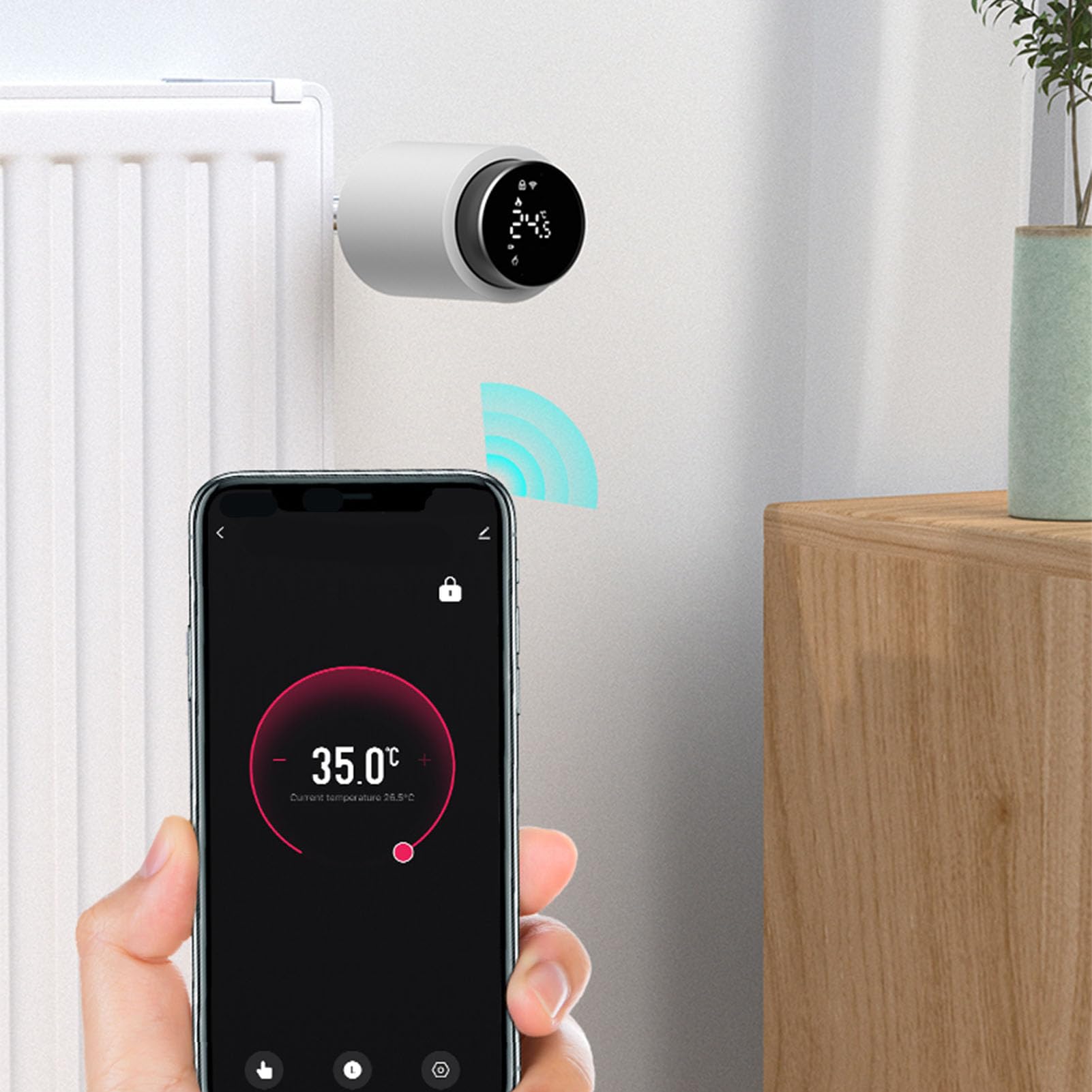 Jeffergarden Controller Termostato Valvola Smart Trv, Riscaldamento Rapido, Efficienza Energetica, Controllo Tramite App, Regolazione della Temperatura Senza Sforzo, Compatibile con Tutte le Valvole