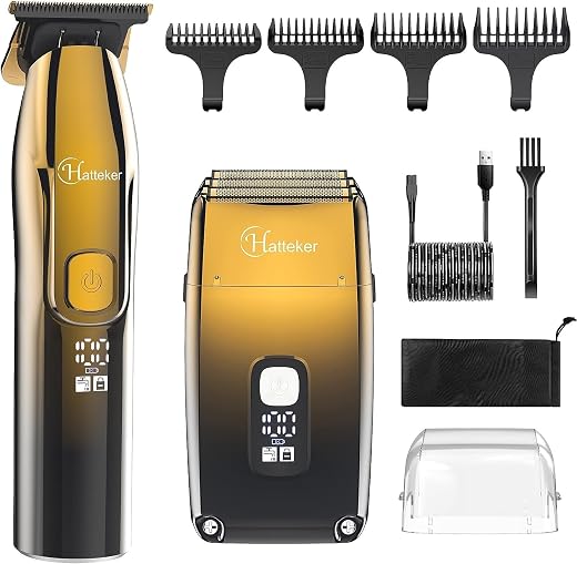 Hatteker Triple Blades Foil Shaver Razor Men Cordless Hair Clipper Blade Trimmer Haircut Grooming Kit Professional IPX7 Wa...