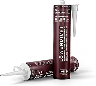 Silikon schwarz für Innen- & aussen | Löwendicht Bausilikon 310 ml | Außenbereich Fenster | wasserfest/uv-beständig (2, Sc...