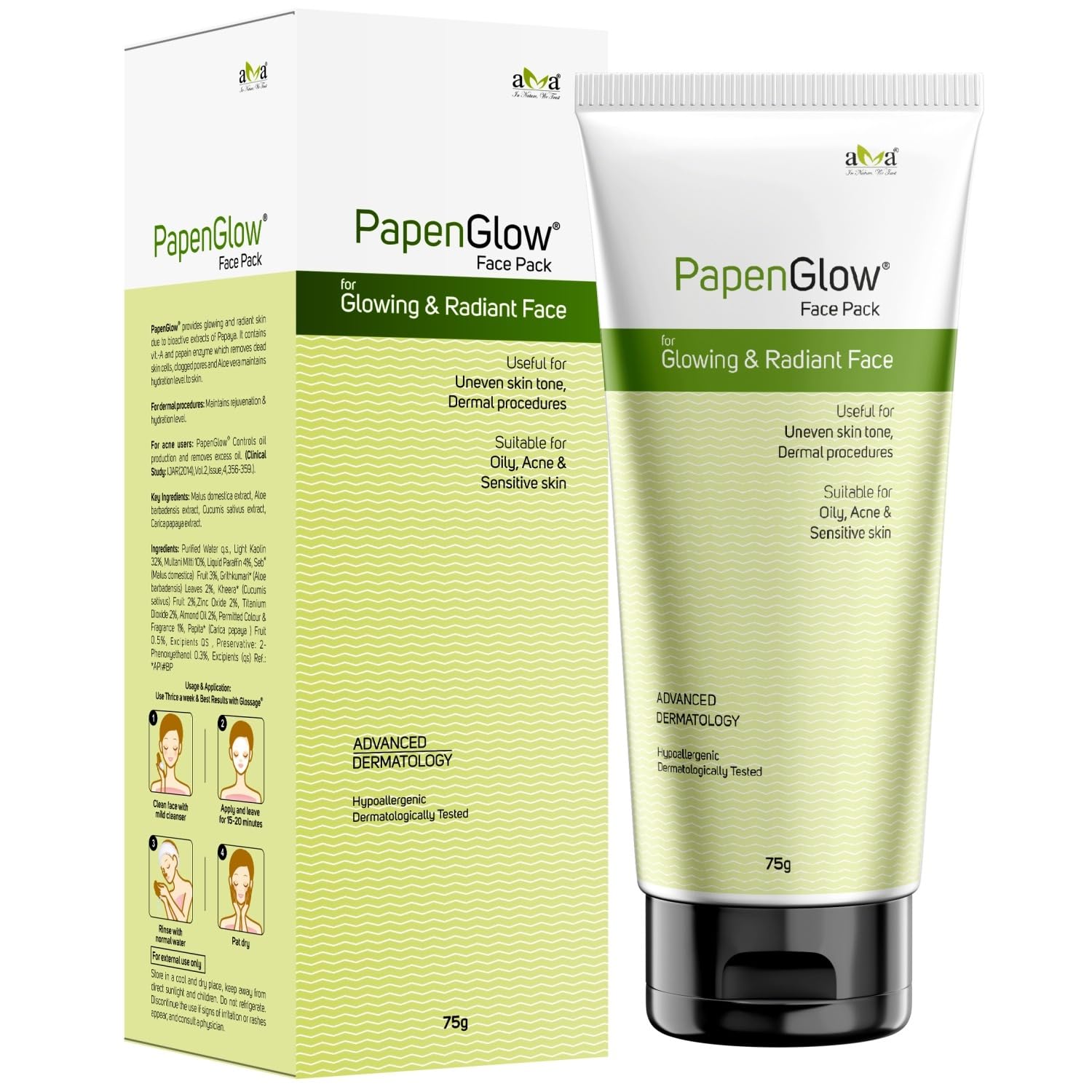 PAPENGLOW: FACE PACK FOR OILY SKIN WITH PAPAYA EXTRACT 75gm.-image-22