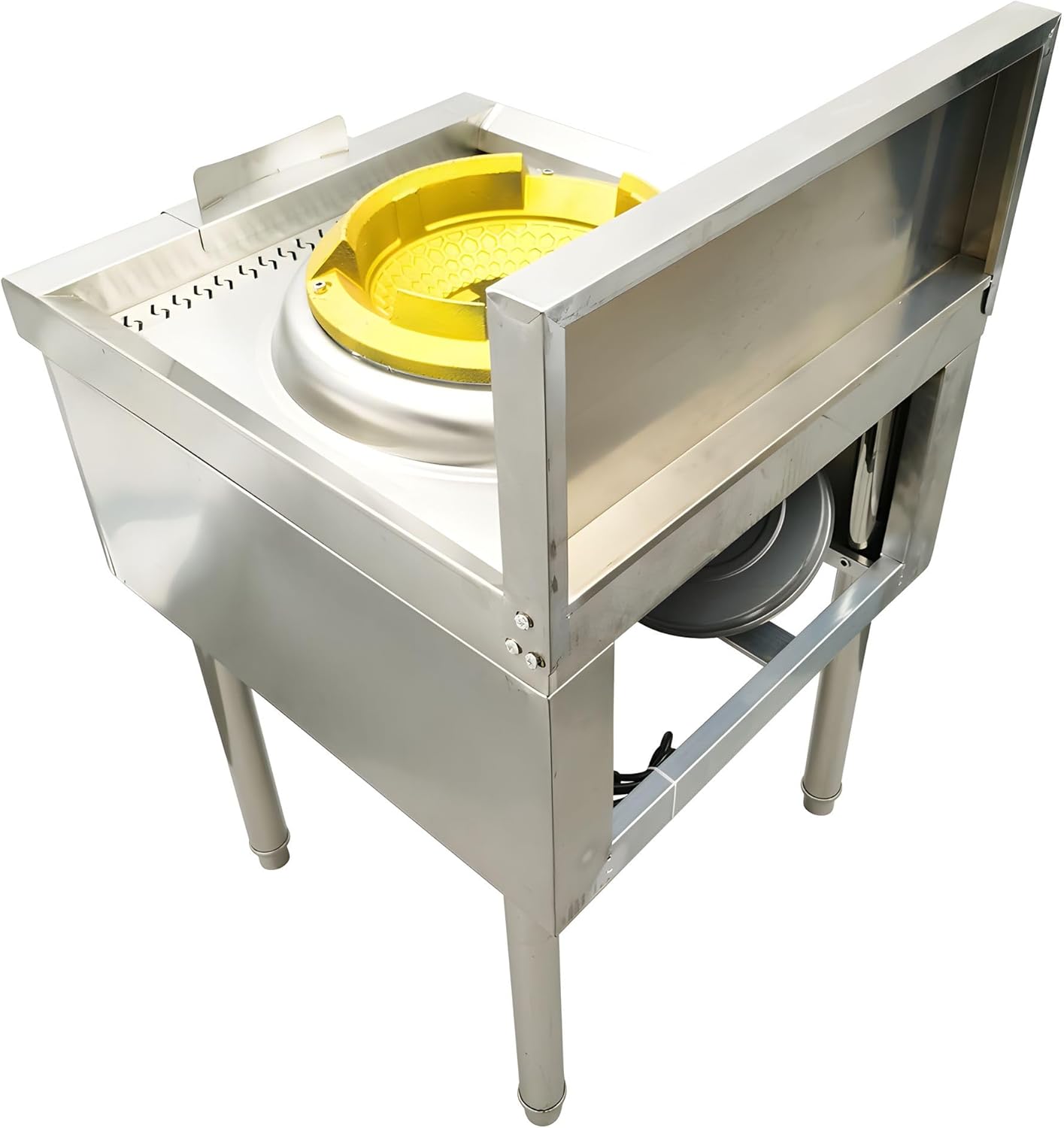 Commercial High Fire Stove 110V 120W Single Head LPG and Natural Gas Burner Stainless Steel Gas Wok Stove with Baffle 12.2" Furnace Head Diameter 0.59" Air Inlet Aperture