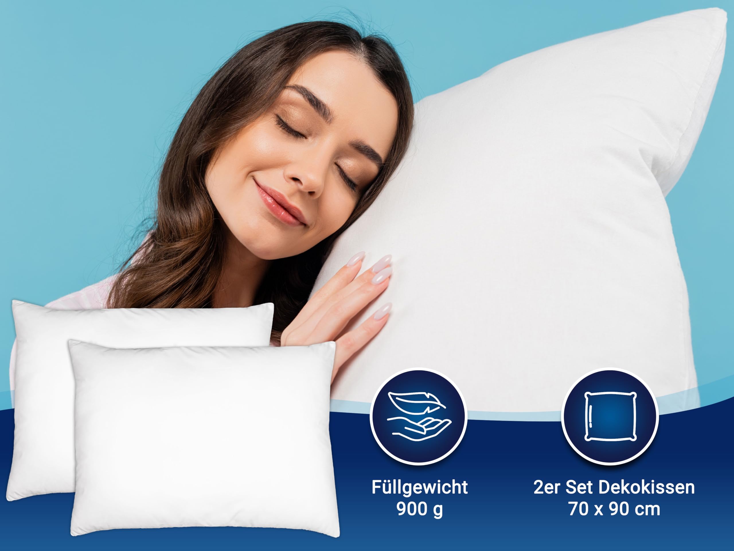 ZOLLNER 2er Set Kopfkissen - Made in Germany – Polyesterfüllung - Bezug aus hochwertigem Polyester - waschbar bis 60°C - 70x90 cm - Hotelqualität - Oeko Tex® Zertifiziert
