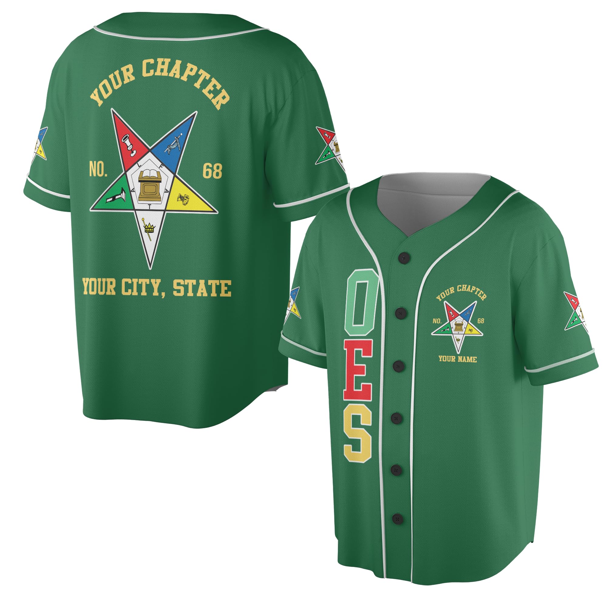 TPTK - Customize Name, Chapter Name Order of The Eastern Star OES Freemason 3D Baseball Jersey S-5XL