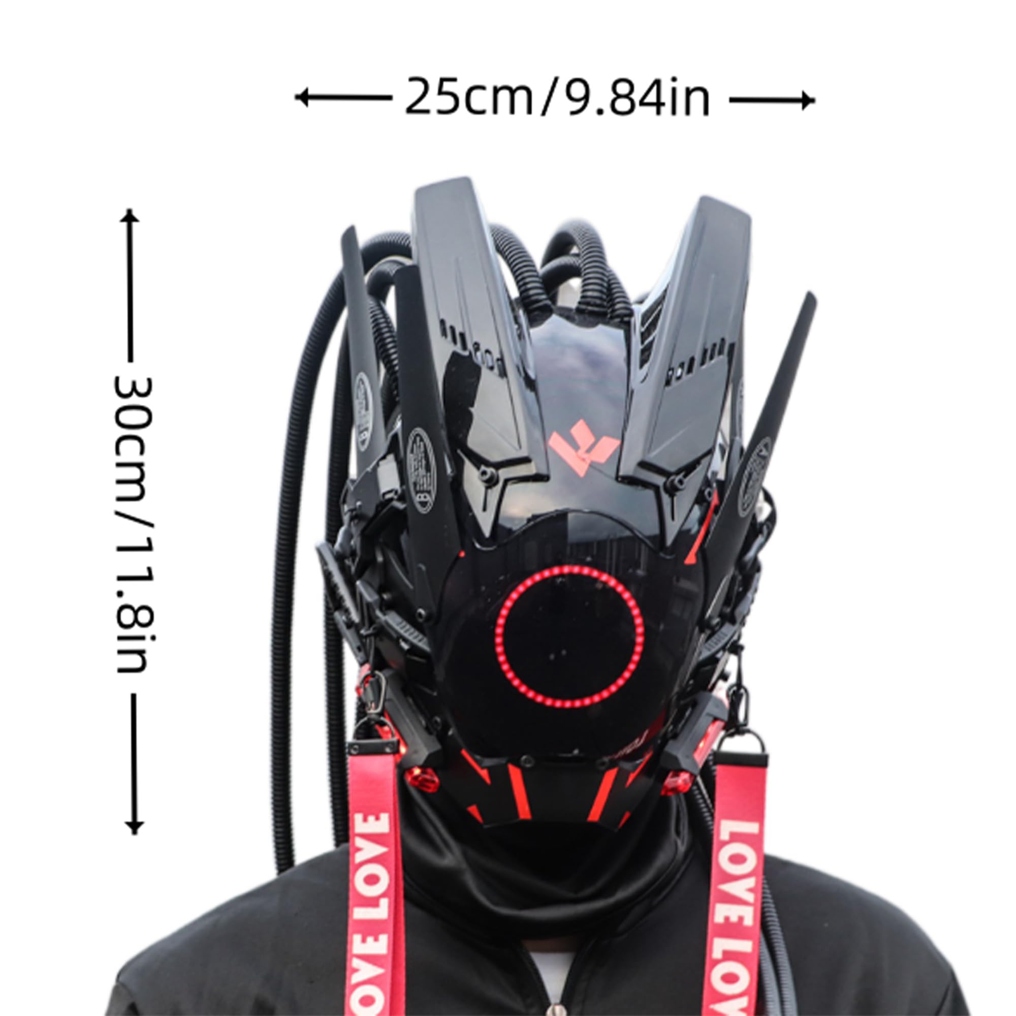 Máscara de casco punk redonda con trenzas, máscara futurista para Halloween, festival de música, cosplay, accesorios de disfraz para adultos