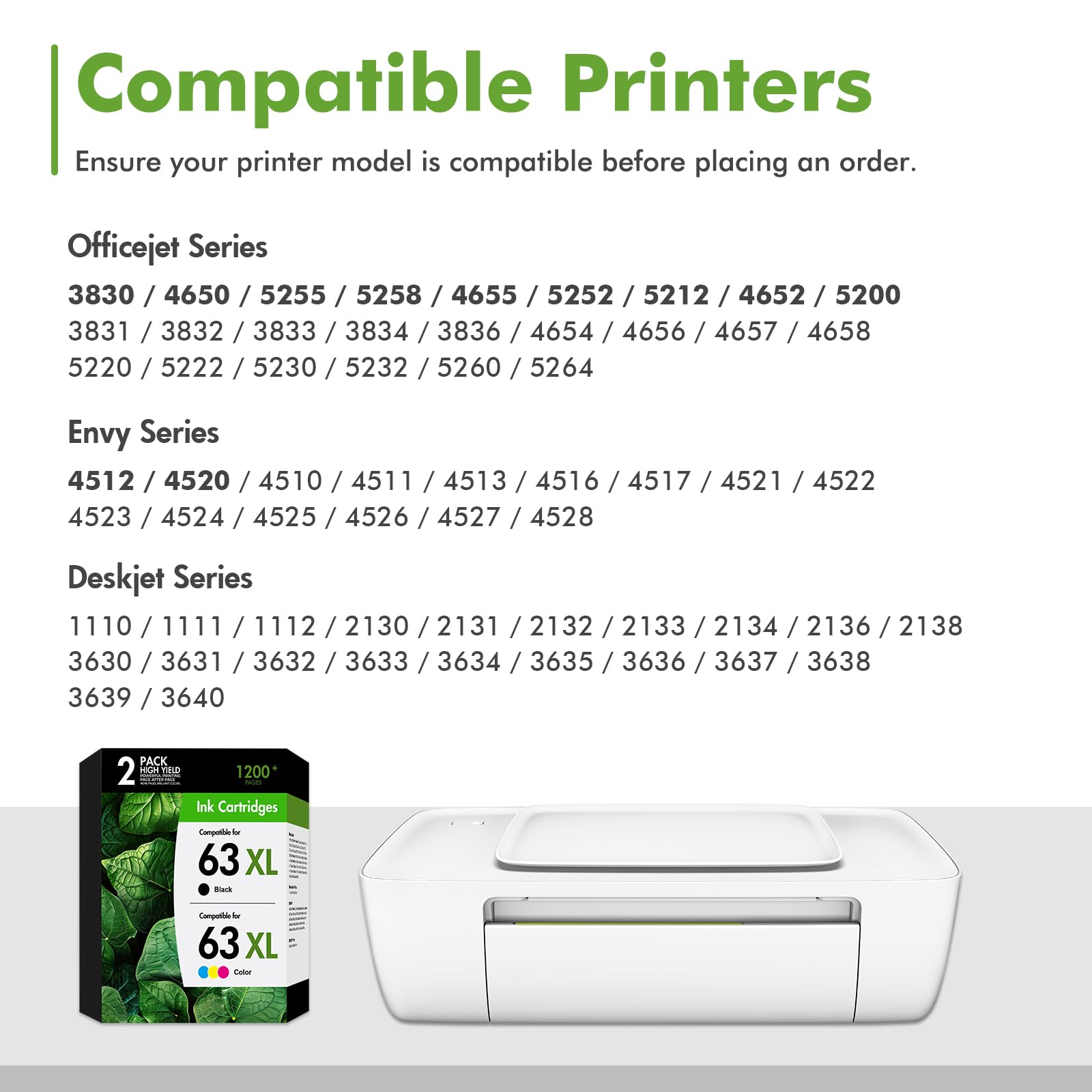 302 XL Cartucce d'inchiostro Sostituzione per 302 XL Nero e Colore per Envy 4520 4527 4522 4525 Officejet 3833 3830 3835 3834 4650 4652 5220 DeskJet 2130 3630 3636 Stampante (1 Nero, 1 Tri-Colore)