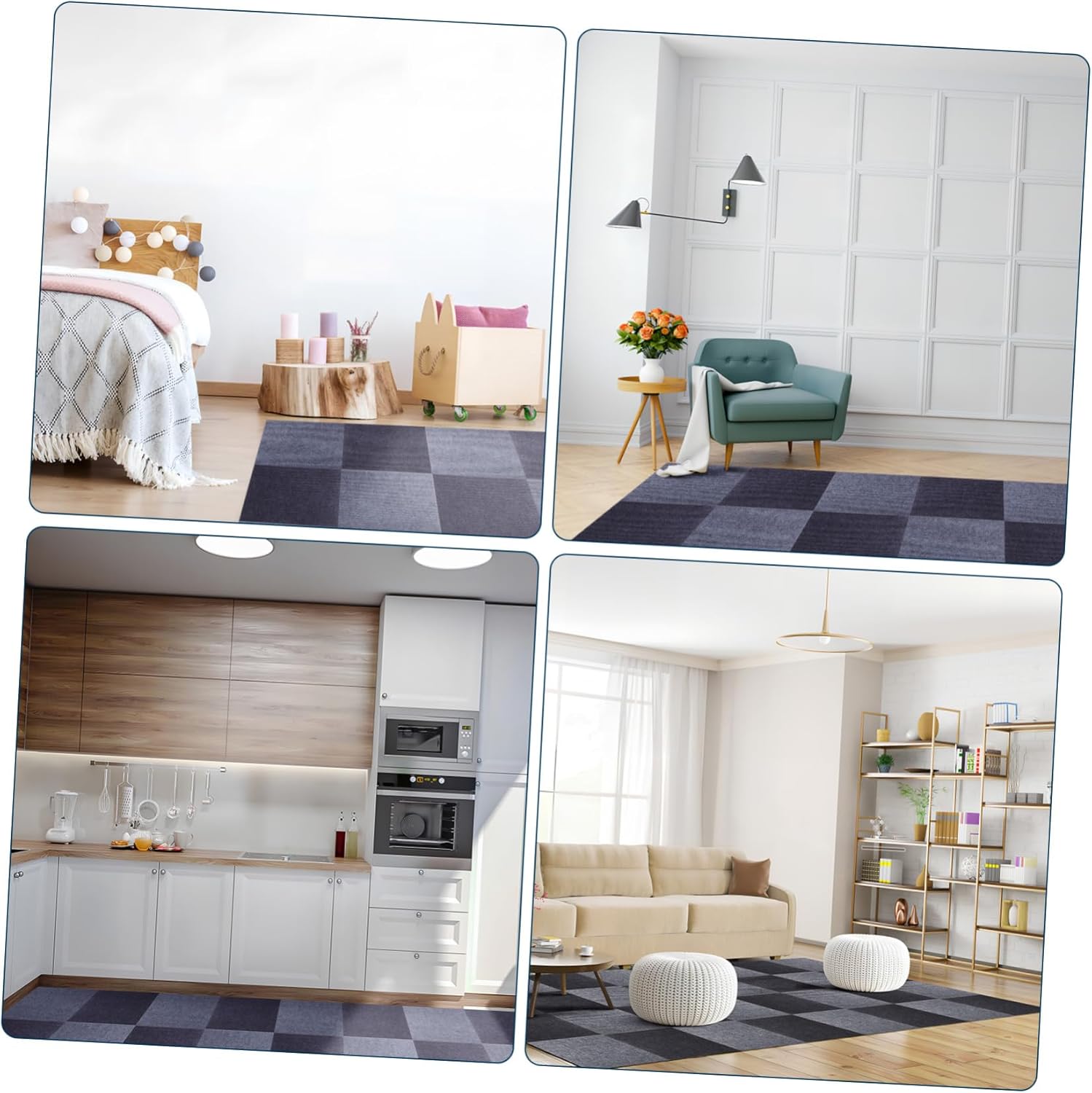 BESPORTBLE 30pcs Self-Adhesive Carpet Tiles Wear-Resistant Home Flooring Mat Easy Peel and Stick Installation Multi-Functional Rug Squares for Indoor Use Grey