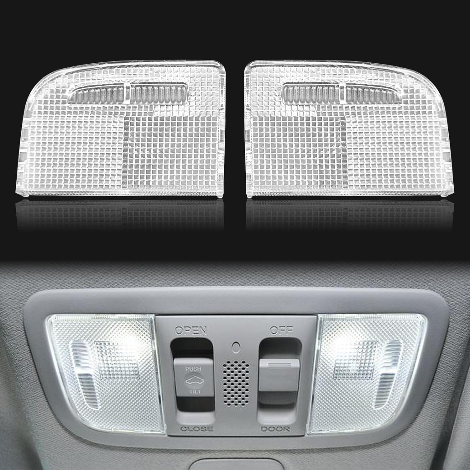 1Pair Interior Reading Light Lens Cover Car Roof Map Light Dome Light Cover 34401-SDA-A21 34402-SDA-A21 Compatible with Honda Accord Hybrid Civic Element Odyssey Pilot Ridgeline with Sunroof Only