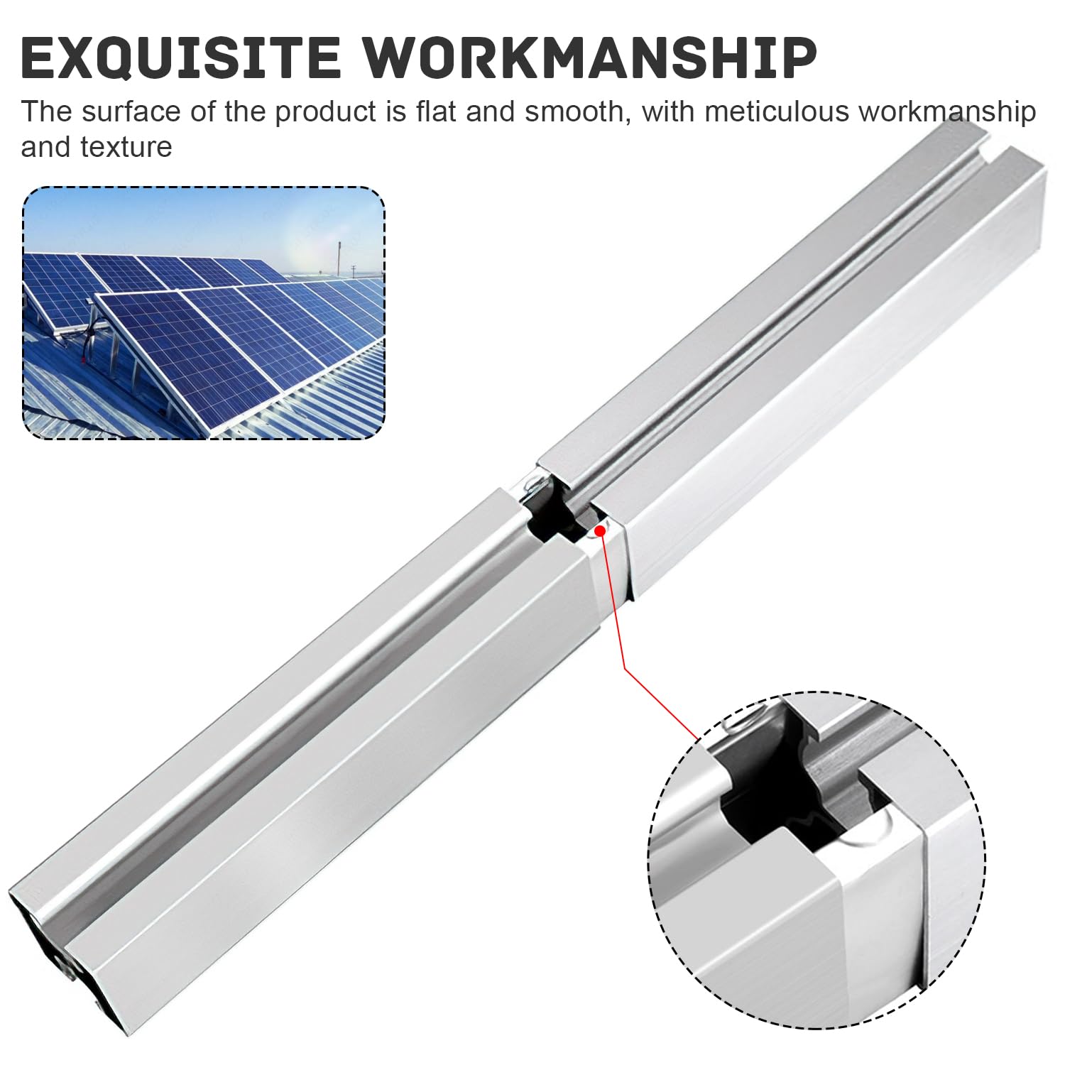 10 Stück Solar Schiene Photovoltaik Verbinder, Korrosionsbeständig und Langlebig, Schienenverbinder zur Montage Aluprofil 40x40 mm, Verlängerungen für Aluminiumprofile für PV-Anlagen (Silber)