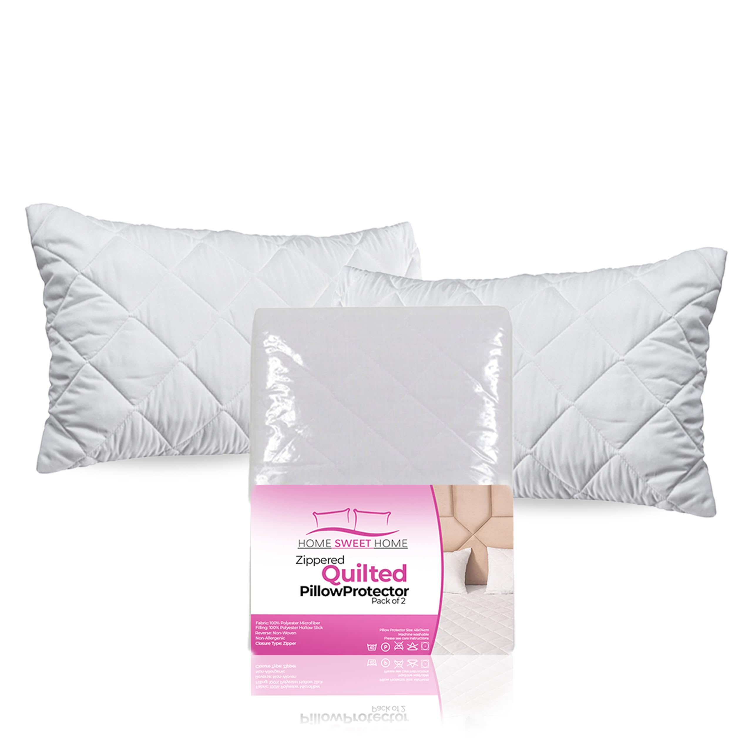 Home Sweet Home Uk White Waterproof Mattress Protector, Luxury Quilted Hypoallergenic Fitted Sheet Cover, Comes With Extra Deep Skirt, Ultra Soft Breathable & Noiseless Mattress Cover