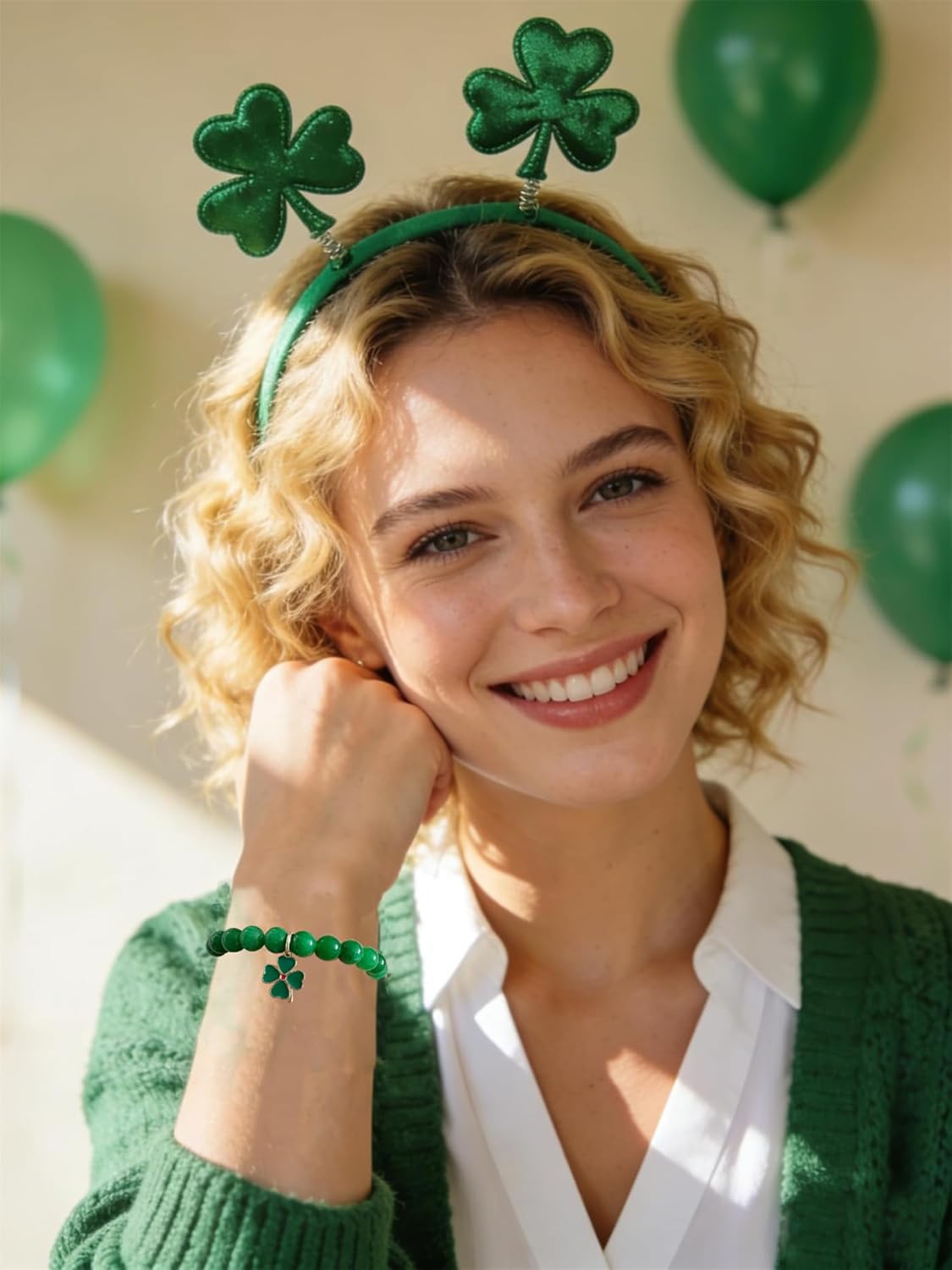 Bovemee Green Nature Stone Clove Bracelet Four-Leaf Clover Female Heart Charm Clover Peacock Bracelet Lucky Bracelet Trendy Gift for Women - Image 7