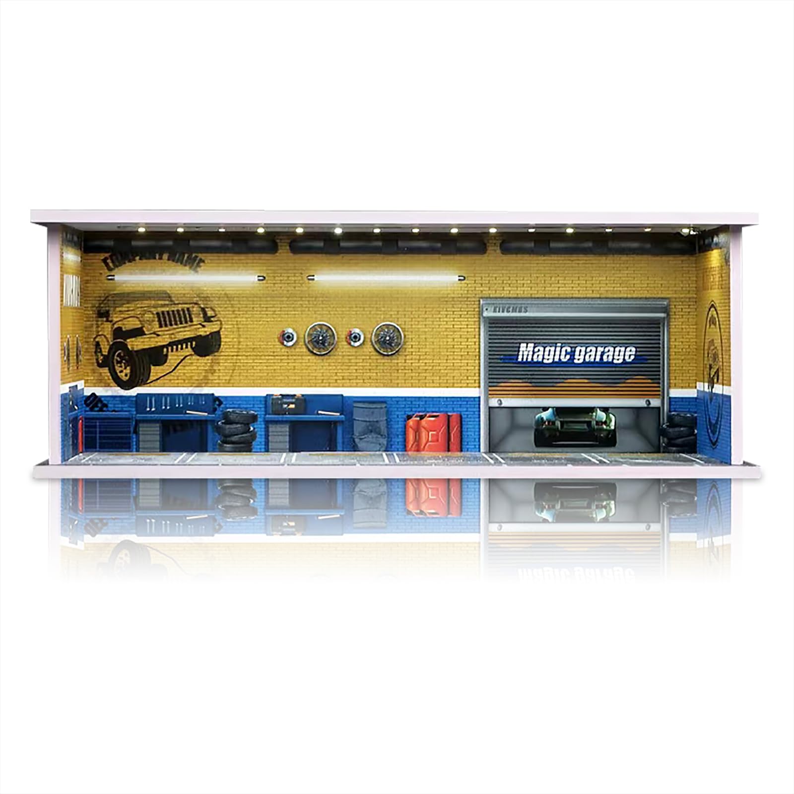 ☆ 1/64 Creative Garage Board ③ Waivvy Hot Wheels Display Garage: Parking Garage with LED Light