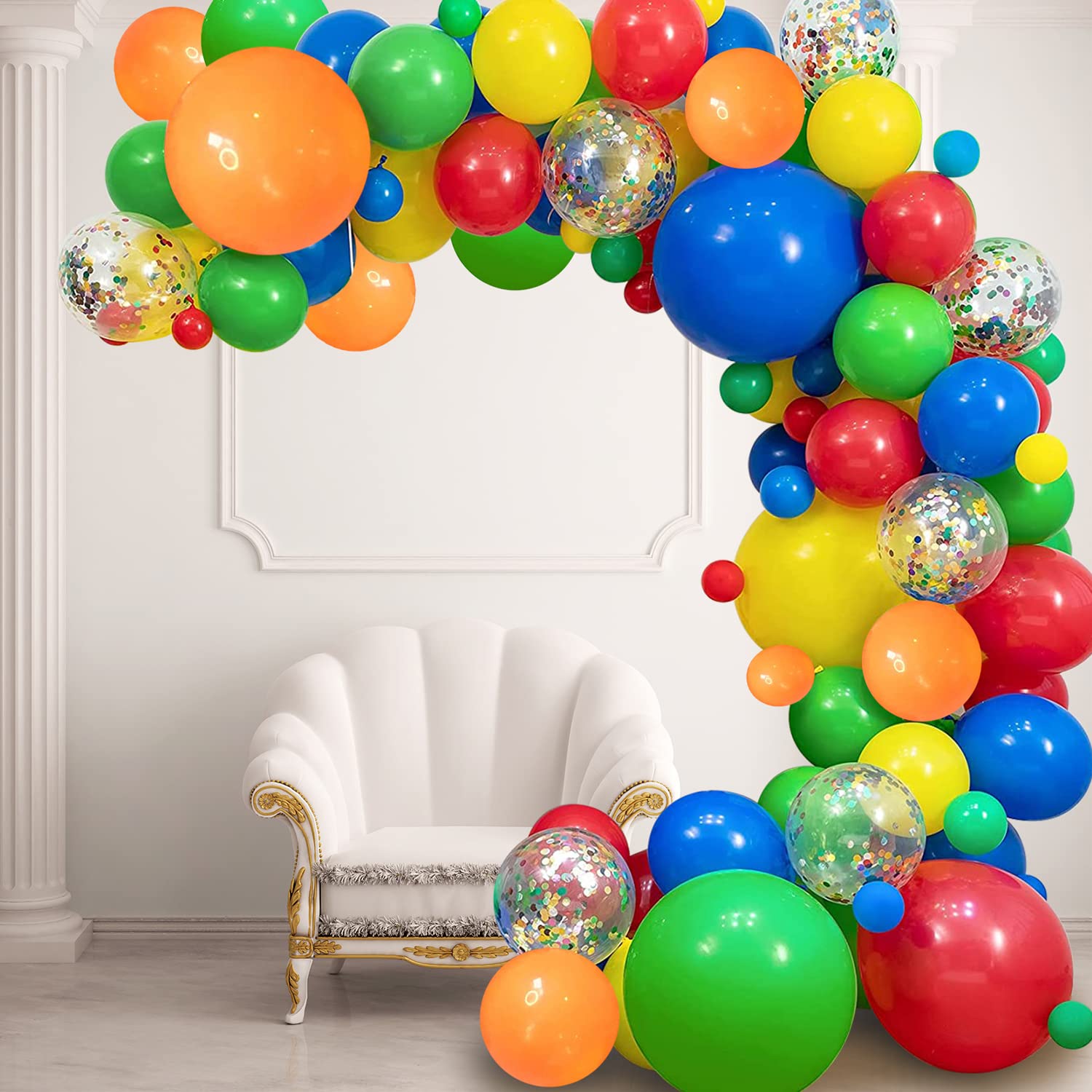 Fiesta-Regenbogen-Konfetti, bunte Luftballons, Girlanden-Set für Geburtstag, Hochzeit, Party-Dekorationen