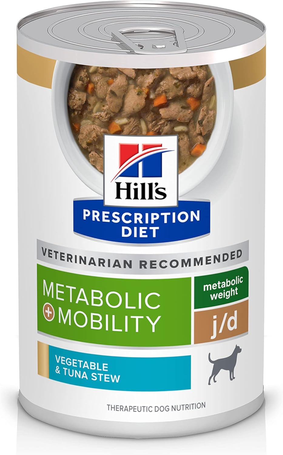 Hill's Prescription Diet Metabolic + Mobility, Weight + Joint Care Wet Dog Food, Vegetable & Tuna Stew, 12.5 oz. Cans, 12-Pack