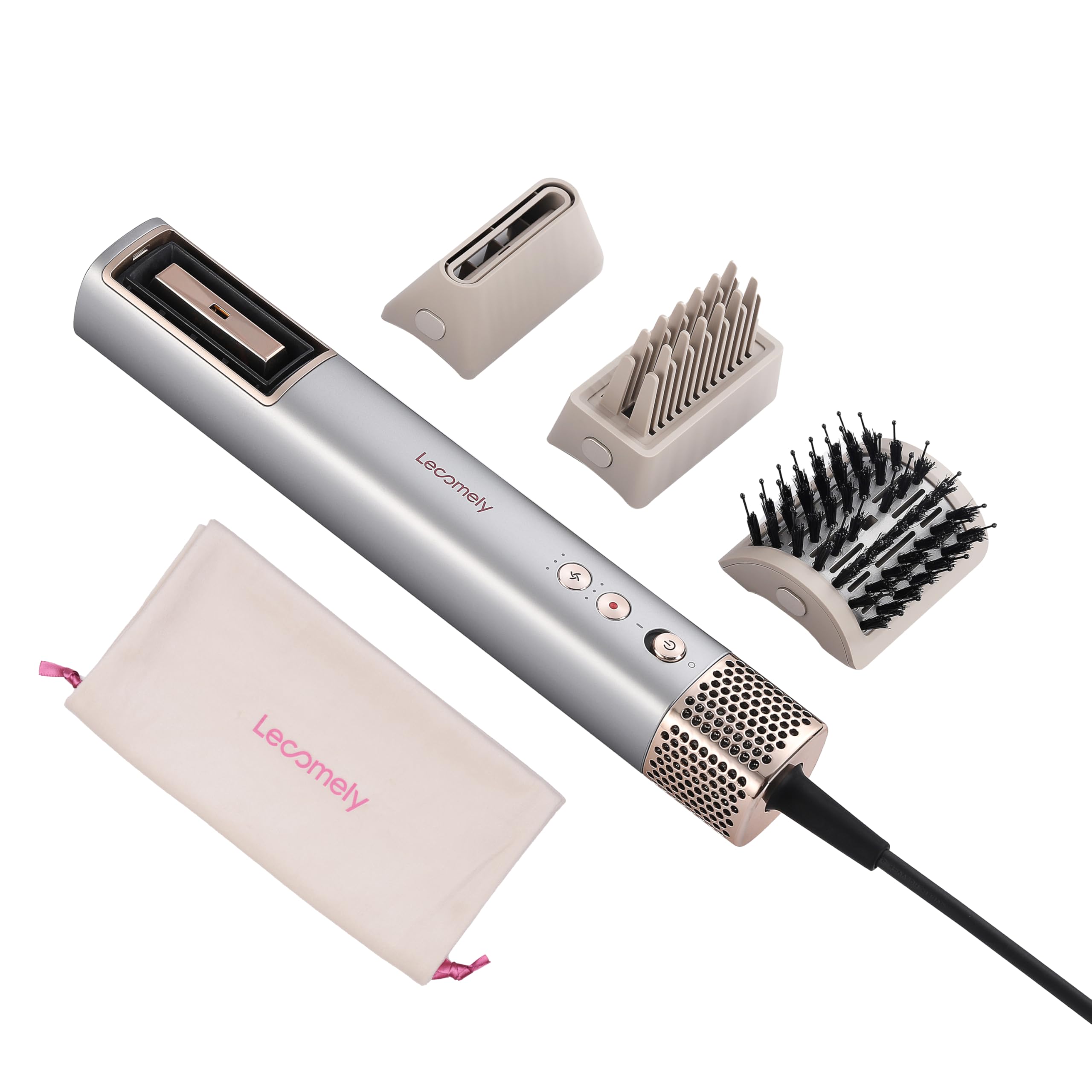 X2 Sèche cheveux 3 en 1, haute vitesse 110000 tm, femme, protection cheveux, hydro ionique, anti-frisottis,léger, brosse, concentrateur, Compacte et portable, Idéal voyage, Gris.