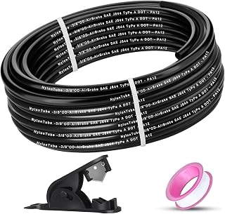 3/8" OD DOT Air Line Tubing Kit;Air Brake Hose with Cutter and Teflon Tape.