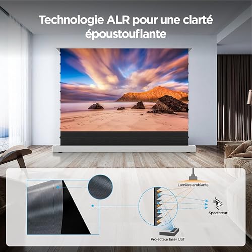 Motorized ALR Screen for Ultra Short Throw Projector, 95% Ambient Light Rejecting, 100 inch, Floor Rising, 4K/8K UHD, Active 3D, Anti Daylight, Electric Retractable Automatic - 3