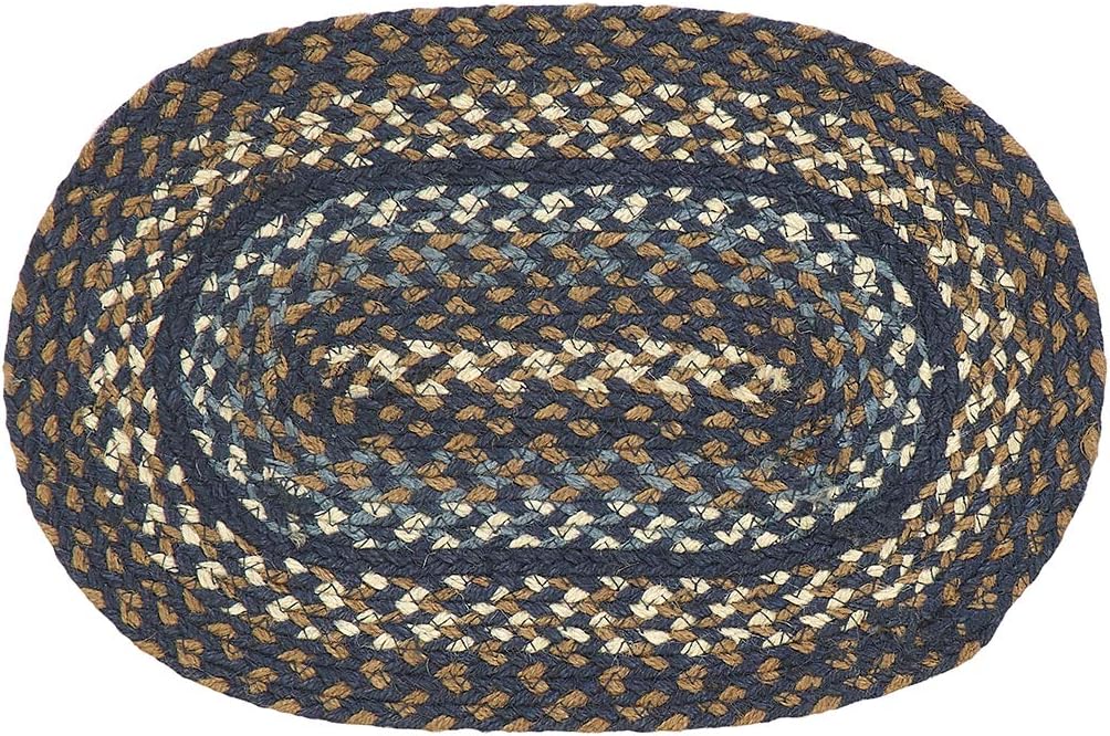 | Denim Premium Braided Collection | Primitive, Rustic, Country, Farmhouse Style | Cotton Blend| 30 Days Risk Free | Accent Rug/Door Mat | Blue, Beige | Heart Shaped Rug