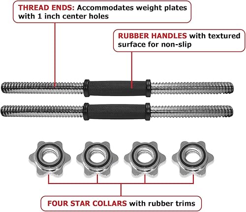 Miniatura 3 de A2ZCARE - Mancuernas con roscamancuernas ajustables  Se ajustan a placas de 1 de peso estándar  Accesorios de levantamiento de pesas  Se venden por