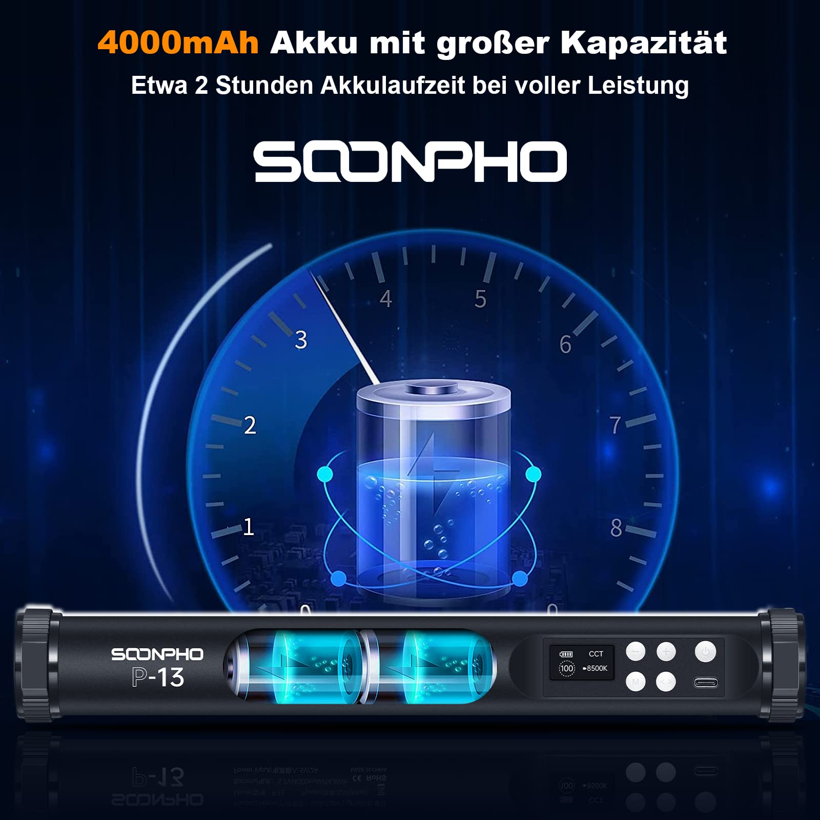 SOONPHO LED Videoleuchte RGB Lichtstab Fotografie 360° Drehung Mini Magnetisch anziehbar Handheld Fotografie Licht mit Eingebautem Akku 2500-9000K RGB für Anime Figur Schießen