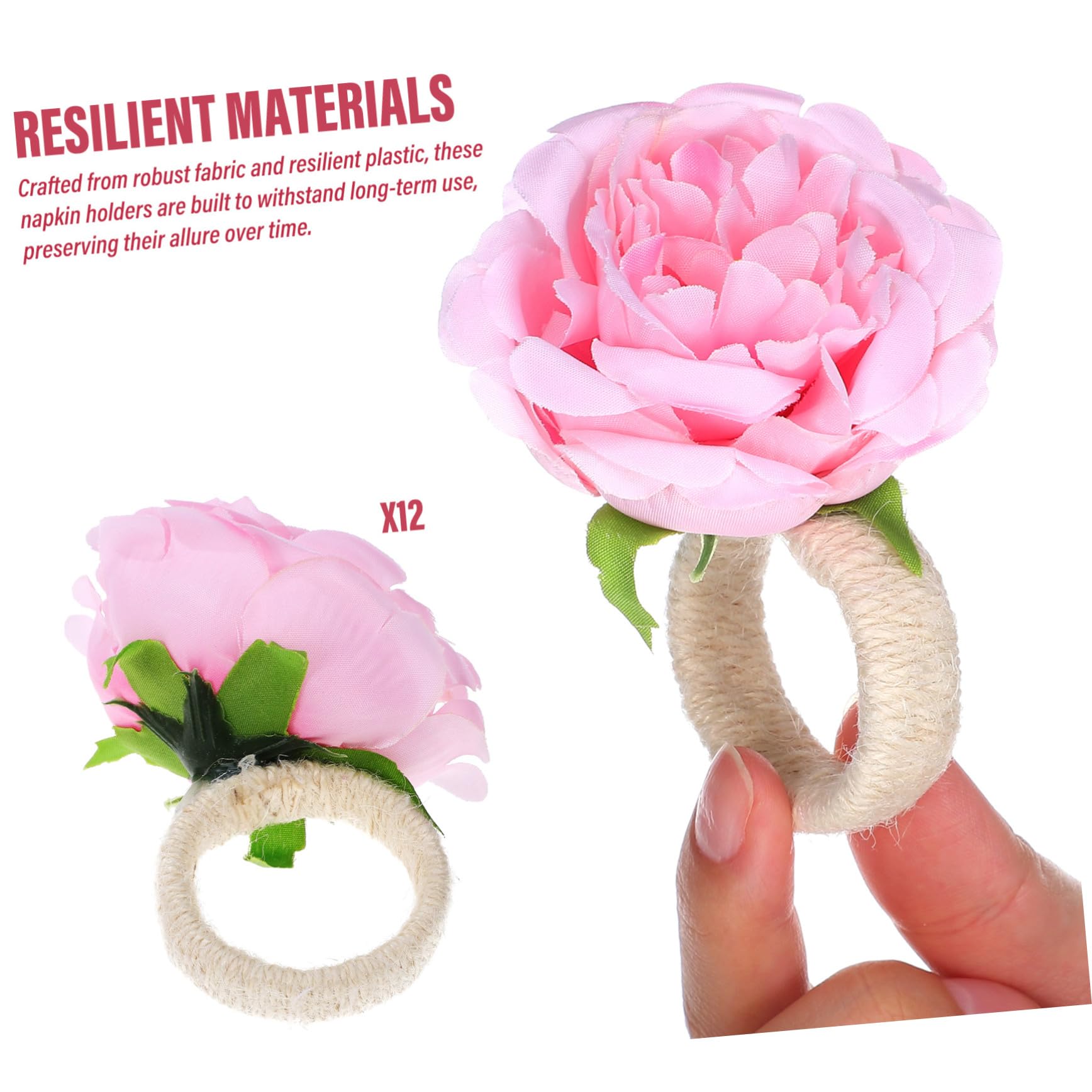 Ipetboom Set di 12 Anelli Portatovaglioli a Fiore in Plastica e Tessuto per Decorazione da Tavola Romantica e Elegante per Feste e Pranzi